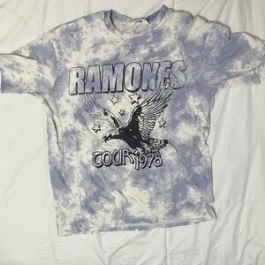 H&M unisex Ramones tour Tie-Dye T-Shirt - light blue cloud